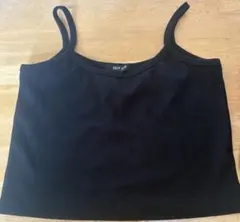 リブ ブラック キャミソール インナー　タンクトップ ブラック