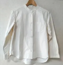 無印良品バンドカラーシャツ S　オフ白　綿100%