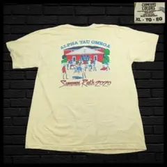 コンフォートカラーズ 半袖Tシャツ XL 黄色 カレッジロゴ 両面プリント 古着