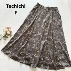 テチチ 花柄 フレアスカート ロングスカート Aライン 大人可愛い ブラウン F