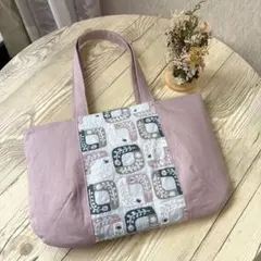 ⚮̈ハンドメイドトートバッグ⚮̈片面ミナペルホネンlolo×綿麻 マチ付き