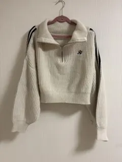 【INGNI】 袖ラインつきジップアップニット