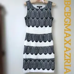 BCBGMAXAZRIA✮美シルエット　ノースリーブ　レースワンピース　白黒のサムネイル