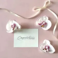 ヘッドパーツ　胡蝶蘭　白　パープル　小3個セット　ヘアピン　造花　ウェディング