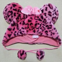 【値下げ】ピンク ヒョウ柄 ミニー耳つき ディズニーファンキャップ