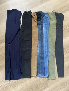 マタニティ　パンツ　デニム　レギンス　まとめ売り　6枚セット　おまけ:授乳ワンピ