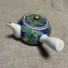 青地葉模様 陶器急須