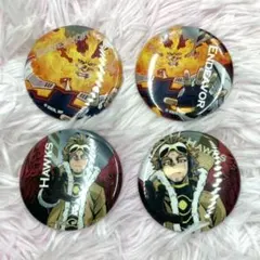 ヒロアカ　ヒーロープラザ　缶バッジ　ホークス　エンデヴァー　グリッター　4個