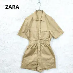 美品★ZARA　ザラ　オールインワン ロンパース サファリ ベージュ S　半袖