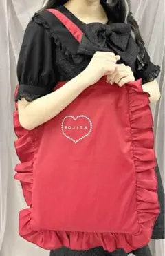 完売品✨ROJITA 推し活フリルトートバック レッド