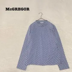 EK4018【マックレガー】カットソー ロンT【L】モックネック チェックブルー