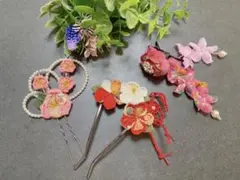 つまみ細工　髪飾り　和装小物　3点セット