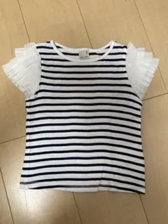 petit mainプティマイン⭐︎袖フリルボーダートップス⭐︎サイズ100のサムネイル