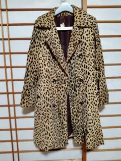 甘さ無しクール かっこいい細身 ビンテージ レディース ヒョウ柄ロングコート