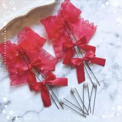 ヘアメリボン/リボンセット 赤色