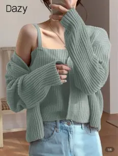 SHIENリブノースリーブタンクトップ ロングドロップショルダーカーディガン