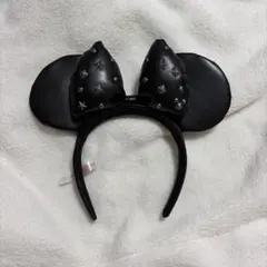 黒 スタッズ付き ミニーマウス耳 ヘアバンド