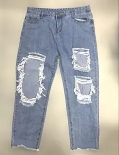 3XLサイズ レディース ダメージ デニムパンツ 穴開き ジーンズ 4239のサムネイル