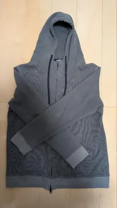 グレー ストライプ フード付きパーカー