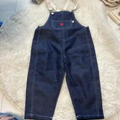 おとべべデニムオーバーオール ライトブルー ハート刺繍