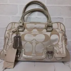 Coach ハンドバッグ ベージュ ロゴデザイン