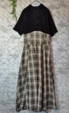 mily bilet　ワンピース　チェック　ドッキング　フレア　L