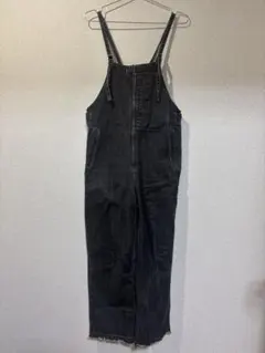 フロントジップ デニムサロペット ブラックのサムネイル