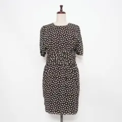 フォクシーブティック ワンピース ドット柄 黒 水玉 リボン シルク混