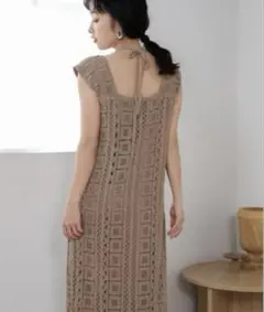 Bab クロシェ前後2WAYワンピース　モカ　M 新品