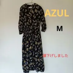 アズールロング花柄ワンピース、М、ポケット２つ付き