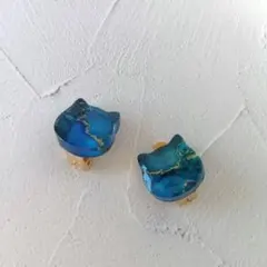 ハンドメイドイヤリング　アルコールインク　猫