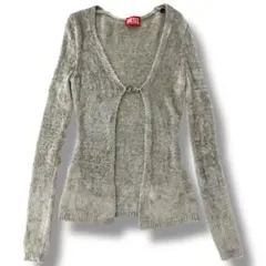 希少モデル DIESEL メタルフック カーディガン シャギーニット グレーXS