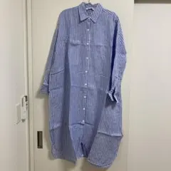 ZAPA 青と白のストライプ シャツワンピース