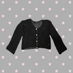 ブラック 透かし編み カーディガン