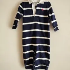 ネイビーと白のストライプロンパース