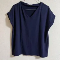 GLOBAL WORK Vネック 半袖Tシャツ ネイビー Mのサムネイル