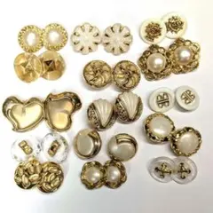 ボタンまとめ売り　ホワイトゴールド　15セット　カボション　アンティーク調