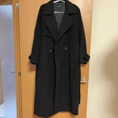 ブラックロングコート ダブルブレスト マキシ丈