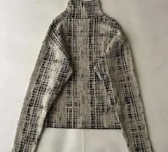 美品 LE CIEL BLEU ルシェルブルー　スクラッチチェックニットトップM