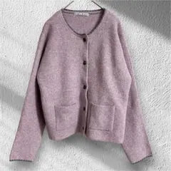 LBC ニットカーディガン　長袖　ボタン付き　ポケット付き　薄ピンク　おしゃれ