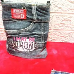 デニムリメイクショルダーバッグ　サコッシュ　ポーチ