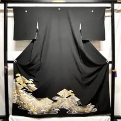 824】友禅•金駒刺繍•刺繍 黒留袖 - メルカリ
