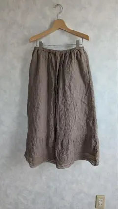 SM2 裾レースガーゼ風ワイドパンツ イージーパンツ　ブラウン