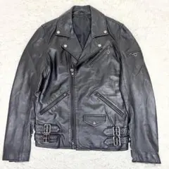 ダブルライダースジャケット 羊革 ブラック