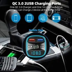 Bluetooth FMトランスミッター 充電器　充電　二台同時充電　音楽再生