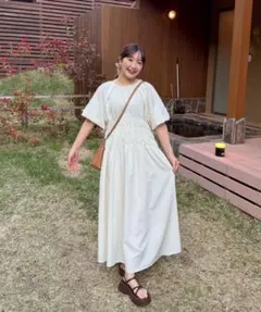 OLUN ウエストギャザーワンピース