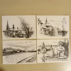 風景画ポストカード4枚セット