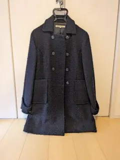 【美品】グリーンレーベルリラクシング ダブル ツイードコート ネイビー 38