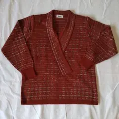 セーター　ニット　長袖　オレンジブラウン系　肩パッド付き 日本製