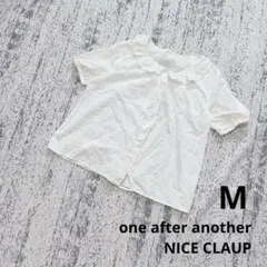 ナイスクラップ ブラウス M 白 フリル襟 半袖 コットン シンプル フェミニンのサムネイル
